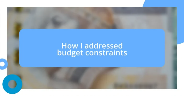 How I addressed budget constraints